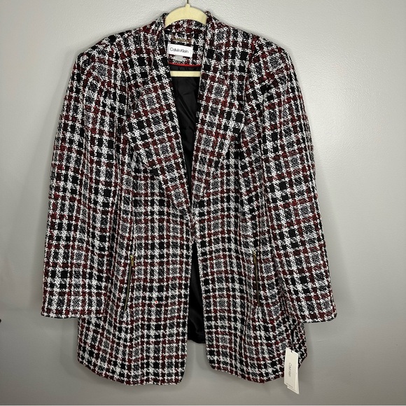 Calvin Klein NWT Wool Blend Tweed Plaid Topper Jacket Women’s Size 22W (2X) - Picture 1 of 12